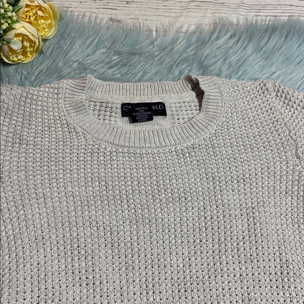 Cynthia Rowley Light Gray Waffle Knit Wrist Zipper Sweater sz XS - Picture 2 of 8